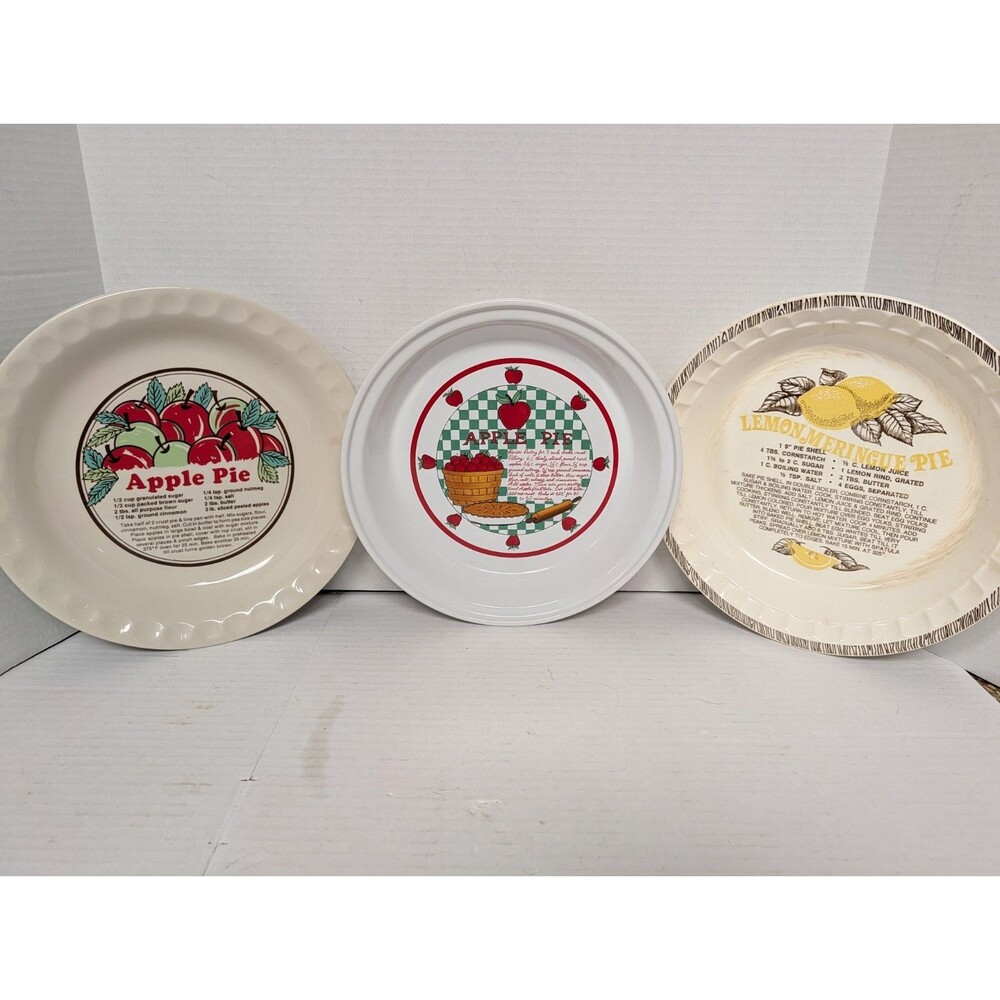 3 Vintage Recipe Pie Plates